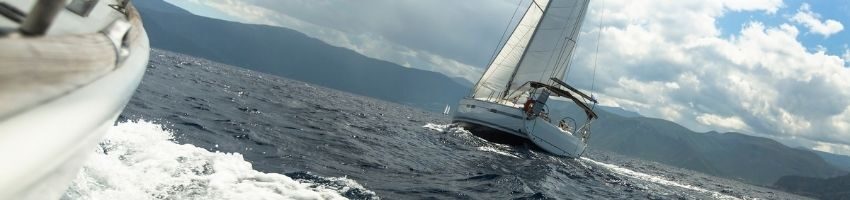 A landscape view of yacht sailing in the sea