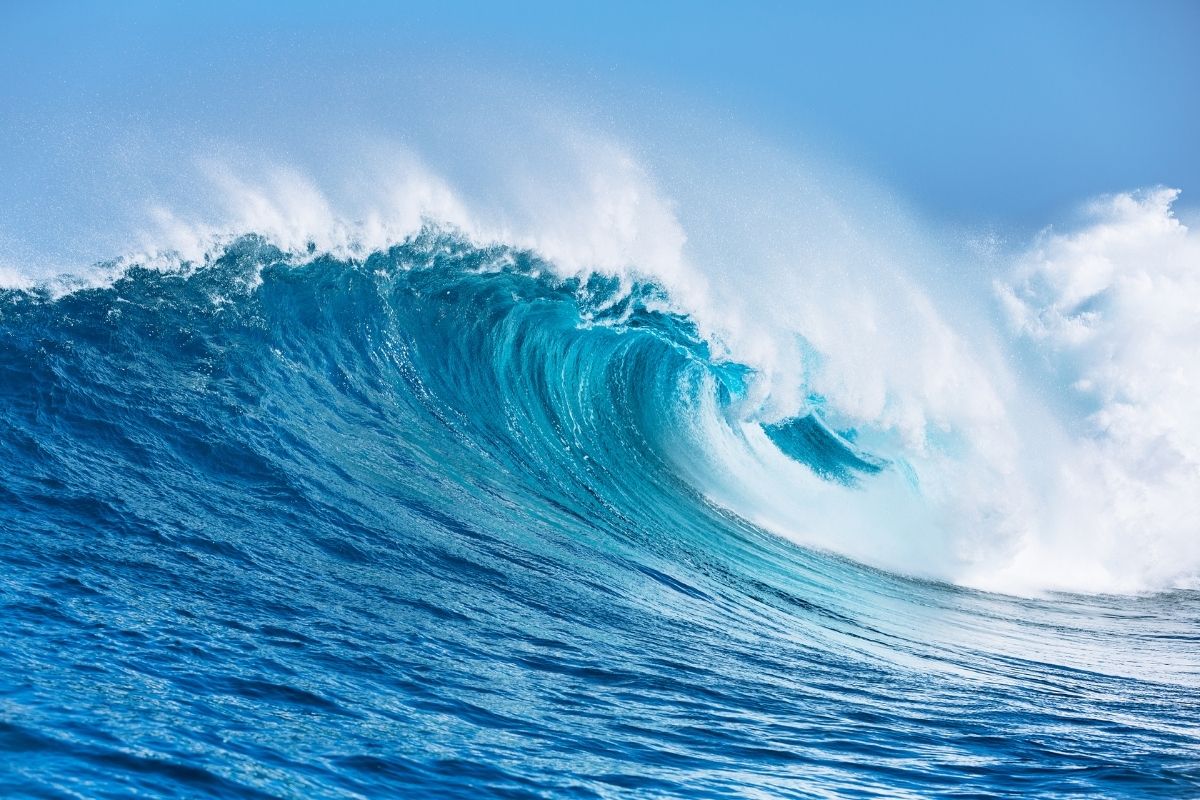 Big sea waves in the ocean