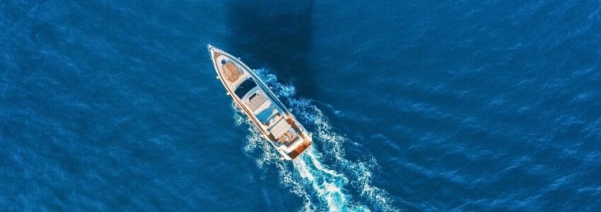 An aerial view of the Michael Jordan yacht named Joy.