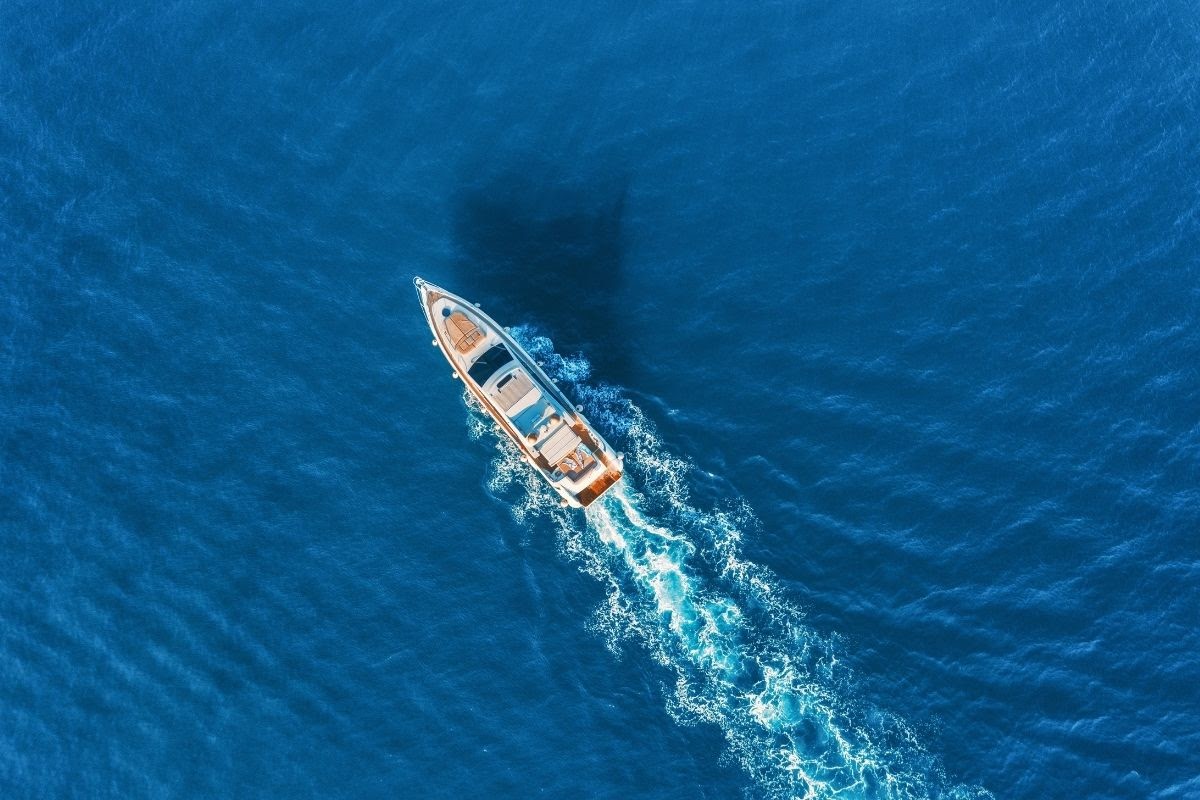 An aerial view of the Michael Jordan yacht named Joy.