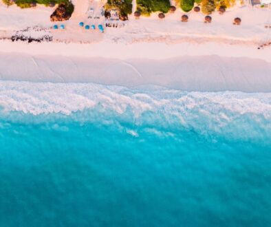 top view of the pink sand beach in the Bahamas