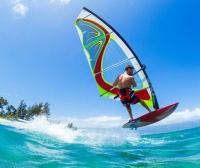 A man windsurfing in Florida.