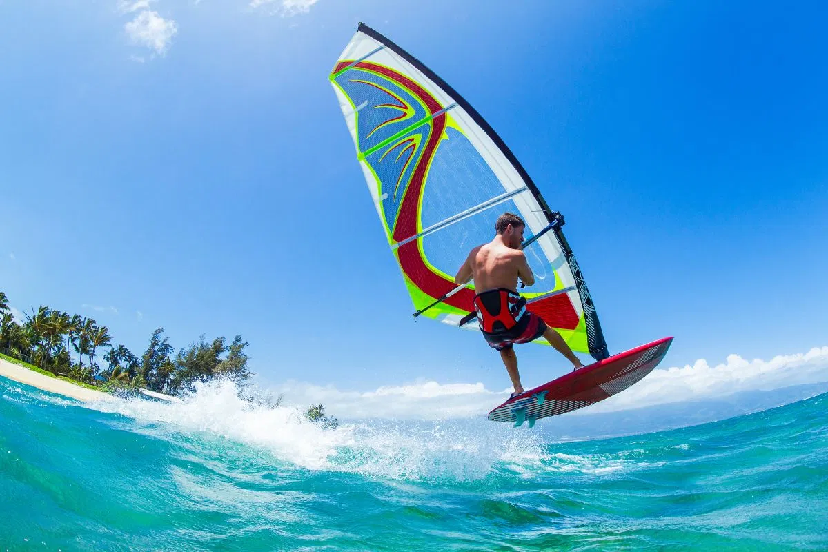 A man windsurfing in Florida.