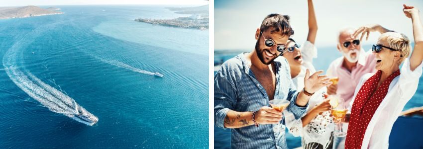 Men partying in a yacht.