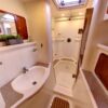 Seafari Boca Raton yacht indoor bathroom and shower.