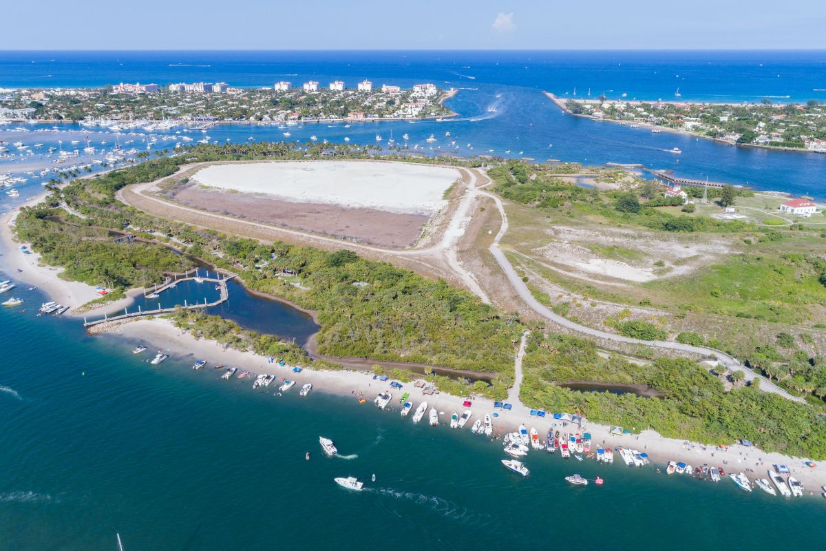 A view from Peanut Island is a stunning 79-acre island at the mouth of the Lake Worth inlet in Riviera Beach, Florida.