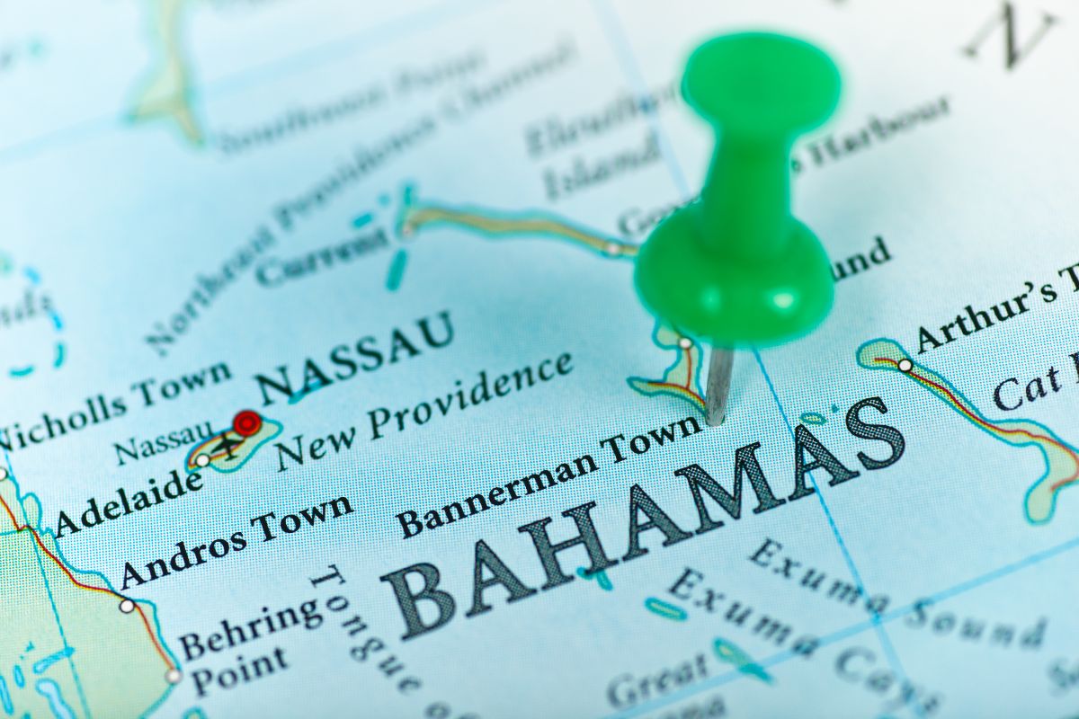 The map that pinned to the Bahamas.