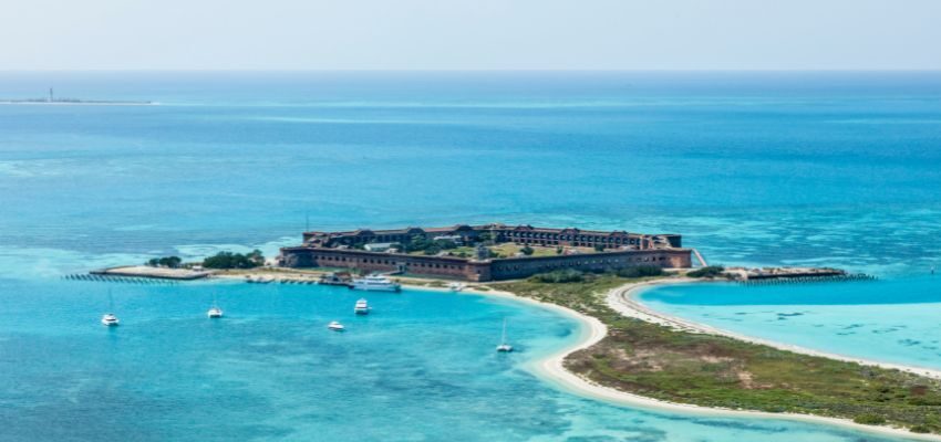 Dry Tortugas National Park, located in the clear waters of the Florida Keys, attracts history and nature lovers.