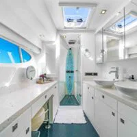 Boca Raton and Delray Beach yacht charter interior image of our bathroom.